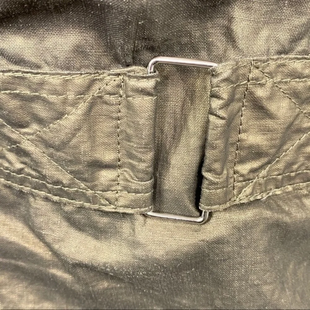 Da Nang Metallic Green Utility Jacket Womens Small Belted Button Front Shacket